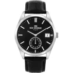 Ben Sherman vyrų analoginis kvarcinis laikrodis WB039BB 43 mm juodas ciferblatas juoda odinė apyrankė