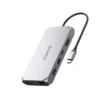 ORICO XCR 12-in-1 USB-C Dockavimo Stotelė 2x USB-A 3.1 1x USB-A 2.0 1x USB-C PD 100W 1x USB-C 3.1 2x HDMI 2.0 4K 60Hz 1x DisplayPort 1.4 4K 60Hz 1x SD 3.0 1x microSD 3.0 1x RJ45 Gigabit Ethernet 1x Audio CTIA 3.5mm - Pilka