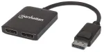 Manhattan DisplayPort 1.2 &scaron;akotuvas (1 į 2) su MST, 4K@30Hz, USB-A maitinimu, vaizdo sienos funkcija, juodos spalvos, MST &ndash; Multi-Stream Transport, 3 metų garantija