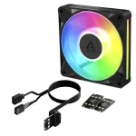 Arctic BioniX P12 A-RGB 120mm PWM korpuso ventiliatorius su nuosekliuoju jungimu (Daisy Chain), 450-3000 RPM, 129 m&sup3;/h, juodas