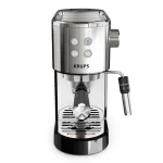 Krups Virtuoso XP444C10 pusiau automatinis espreso aparatas, 15 barų, 1L, juodas/sidabrinis