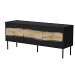 TV spintelė Cama Meble INSERTO 3D 143,5x40x61,5 cm juoda su LED, medžio drožlių plok&scaron;tės vir&scaron;us