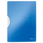 LEITZ WOW ColorClip A4 dokumentų segtuvas su spaustuku, metalinės mėlynos spalvos su 3D reljefine pavir&scaron;iaus struktūra, &scaron;viesiai pilkas vidus, 30 lapų talpa 4185-00-36