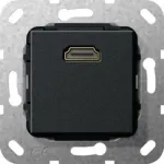 Gira HDMI sieninis įvadas 2.0a+ HDR, 1 lizdas, matinis juodas 567010