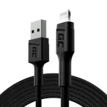 Laidas Lightning &ndash; USB A Green Cell KABGC12, 2 m, juodas