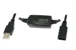 USB kabelis LogiLink 15M USB 2.0 M/F juodas