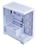XPG Invader X BTF Midi Tower kompiuterio korpusas, ATX/Micro-ATX/Mini-ITX, permatoma &scaron;oninė plok&scaron;tė, 5 x 120 mm ARGB ventiliatoriai, USB-C, be PSU, baltos spalvos