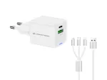 Conceptronic 2 prievadų 33W GaN USB PD įkroviklis su 3-in-1 įkrovimo kabeliu, USB-C x 1, USB-A x 1, QC 3.0, PPS