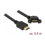 HDMI ilginimo kabelis DeLOCK 85467 0,5 m A tipo ki&scaron;tukas &ndash; lizdas juodas
