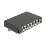 Pataisų skydelis DELOCK Mini Desktop RJ45 6 prievadų Cat.6A ekranuotas, metalinis, juodas, 80&times;22&times;125 mm