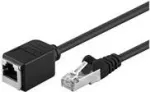 Goobay CAT 5e prailginimo kabelis F/UTP, juodas, 0,5 m - variniai laidai, RJ11 ki&scaron;tukas (6P4C) RJ45 lizdas (8P8C) (73386)