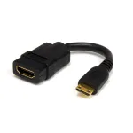 StarTech.com 5 colių Mini HDMI į HDMI adapteris - 4K didelės spartos HDMI adapteris - 4K 30Hz itin didelės rai&scaron;kos HDMI adapteris - HDMI 1.4 - auksu dengtos jungtys - UHD Mini HDMI adapteris 4K - juodas
