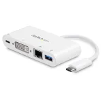 StarTech.com USB-C kelių prievadų adapteris &ndash; USB-C į DVI-D (skaitmeninį) vaizdo adapteris su 60 W Power Delivery įkrovimo perdavimu, GbE, USB-A &ndash; ne&scaron;iojamas USB Type-C / Thunderbolt 3 mini ne&scaron;iojamojo kompiuterio dokas