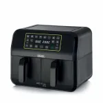Ariete 4623 Airy Fryer Dual, oro gruzdintuvė su dvigubu krep&scaron;eliu, 1700 W, 8 L talpa, 3 gaminimo funkcijos, skaitmeninis LED jutiklinis skydelis, 8 i&scaron;ankstinės programos, laikmatis, 2 krep&scaron;eliai, juoda