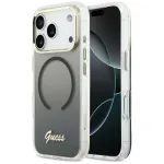 Guess IML Gradient Script Metal MagSafe Case, skirtas Apple iPhone 17 Pro, juoda