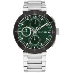 Tommy Hilfiger vyri&scaron;kas 1792117 kvarcinis analoginis laikrodis 44 mm nerūdijančio plieno mėlynu ciferblatu ir sidabro spalvos apyranke