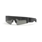 PHILIPP PLEIN SPORT SSP006V710U28 Vyri&scaron;ki stačiakampiai akiniai nuo saulės &ndash; juodas rėmelis, dūminiai pilki lę&scaron;iai &ndash; 71/12/130 mm