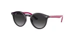 Ray-Ban Junior RJ9064S70218G Vaiki&scaron;ki Akiniai Nuo Saulės, Apvalūs, Skaidrus Rožinis Rėmelis, Pilki Gradientiniai Stiklai, 44 mm