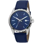 JUST CAVALLI MAN JC1G082L0095 42 mm kvarcinis analoginis laikrodis su mėlynu ciferblatu ir odine apyranke