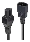 LINDY 3m C14&ndash;C15 maitinimo laidas, IEC C14 ki&scaron;tukas &ndash; IEC C15 lizdas, 10A 250V, H05VV-F, juodas