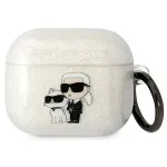 Karl Lagerfeld KLA3HNKCTGT AirPods 3 dėklas permatomas su blizgučiais Karl & Choupette