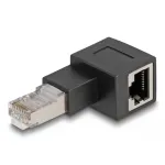 DeLOCK RJ45 ki&scaron;tukas į RJ45 lizdą adapteris Cat.6A 90&deg; kairėn juodas