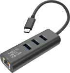 SECOMP STANDARD USB-C į Gigabit Ethernet adapteris + 3 portų USB 3.0 &scaron;akotuvas (S1431)