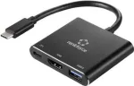 Renkforce RF-5133676 USB-C į HDMI daugiafunkcis adapteris su Power Delivery ir USB-A, 4K, 20 cm, juodas