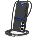 Hurtel TPU dėklas Samsung Galaxy S26 su kortelių laikikliu ir kryžminiu pakabu, juodas