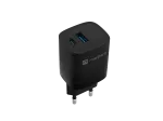 NATEC Ribera GaN NUC-2141 sieninis įkroviklis, 30W, USB-C PD 3.0 + USB-A QC 3.0, 110&ndash;240V, juodas