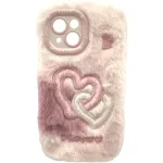 RealPower 495554 Flauschi 2 pūkuotas dėklas telefonui iPhone 15, baltas/rožinis
