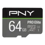 PNY PRO Elite 64GB MicroSD Class 10 UHS-I U3 A1 V30 atminties kortelė su SD adapteriu
