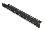 Pataisų skydas Extralink 24 prievadų U/UTP (UTP) modulinis, 1U, juodas, 482,6 mm pločio