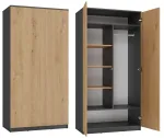 Top E Shop SD-90 ANT/ART KPL drabužių spinta miegamajam, 2 durys, 7 lentynos