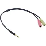 InLine garso adapterio laidas ausinėms 3,5 mm ki&scaron;tukas 4 kontaktai / 2&times; 3,5 mm, juodas, 2 m