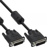InLine DVI-D laidas 24+1 ki&scaron;tukas / ki&scaron;tukas Dual Link 2 ferito žiedai 3m