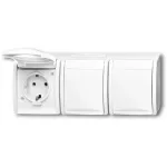Ki&scaron;tukinis lizdas CEE 7/3 Busch‑J&auml;ger 2084-0-0712, 2P+E, 16 A, 250 V, IP44, baltas, 222&times;83&times;55 mm