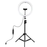 PULUZ LED žiedinis &scaron;viestuvas 30cm su trikoju stovu iki 1,1m ir telefono laikikliu, USB