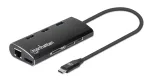 Manhattan USB-C Dock / Hub su kortelių skaitytuvu, 6 prievadai: Ethernet, HDMI, USB-A (x3) ir USB-C, su Power Delivery (100 W) USB-C prievadui, universalus, aliuminis, atitikmuo DKT30CSDHPD3