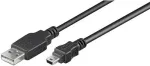 Goobay USB 2.0 Hi-Speed laidas 1 m, juodas - USB 2.0 ki&scaron;tukas (A tipas) > USB 2.0 mini ki&scaron;tukas (B tipas, 5 kontaktų) (45740)
