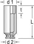 Gedore 6164780 smūginė galvutė, 1/2&Prime; ilga &scaron;e&scaron;iabriaunė, 27 mm