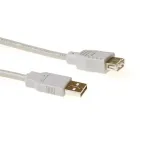 USB 2.0 A ki&scaron;tukas - USB A lizdas dramblio kaulo spalvos 1,80 m ACT SB2200
