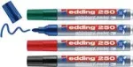 Markerių rinkinys Edding 250 &ndash; 4 vnt., bullet antgalis, juoda, mėlyna, žalia, raudona