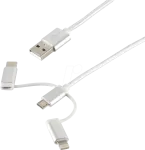 USB laidas ShiverPeaks BS14-50067 1m USB-A / USB-C / Micro-USB B / Lightning baltas