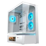 COUGAR CFV235 Vision midi bok&scaron;tas &mdash; ARGB, 9,16 colio (23,3 cm) LCD, grūdintas stiklas, baltas, ATX/Micro-ITX, 2x3,5 colio + 2x2,5 colio