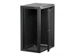 NETRACK 019-180-645-022 Sieninis/Kabinamas 19 inch 18U 450mm stiklinės durelės Juodas su nuimamais &scaron;oniniais dangčiais