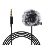 PULUZ PU424 Lavalier Microphone 1,5m 3,5mm TRRS Omnidirectional Condenser Clip-on Mic for Smartphones, DSLR Cameras, Laptops - Black