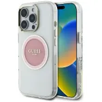 Guess IML Metal Colored Circle Classic Logo MagSafe Case, skirta iPhone 16 Pro Max (rožinė)