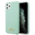 Guess GUHCN58LSLMGG iPhone 11 Pro Green Silicone Hard Case su Vintage Gold Logo