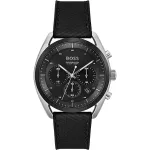 BOSS vyri&scaron;kas laikrodis 1514091 44 mm mėlynas ciferblatas rudas odinis dirželis chronografas kvarcinis